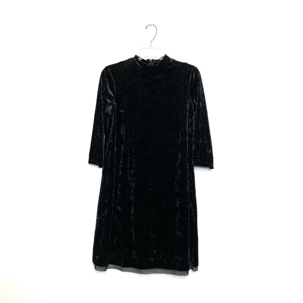 SIMPLY VERA Vera Wang Dress Women XS Black Crushed Velvet NWT 3/4 Sleeve Mock - Picture 3 of 9